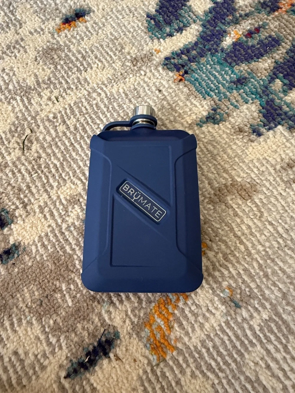 Blue silicone 8 oz BrüMate Liquor Canteen Drink Flask Stainless Steel Gasoline